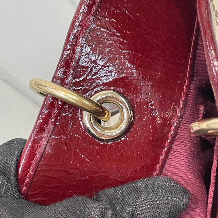 Gucci 古馳 米色老花紅邊手拎包 小Tote Bag X881-44