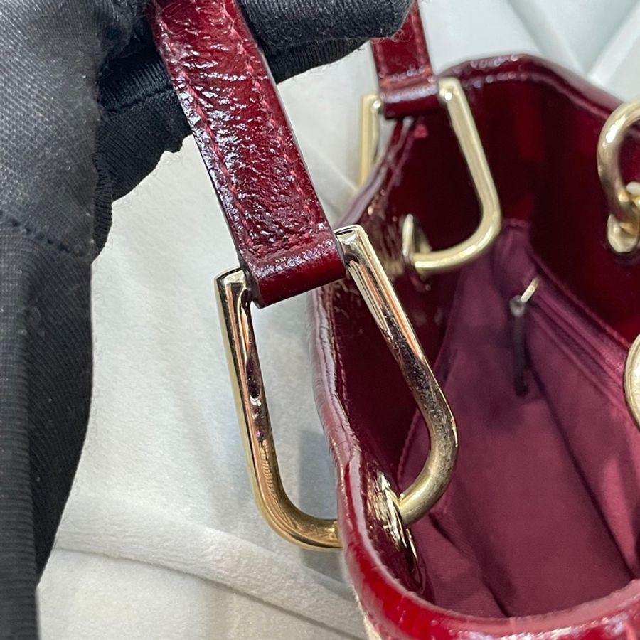 Gucci 古馳 米色老花紅邊手拎包 小Tote Bag X881-47