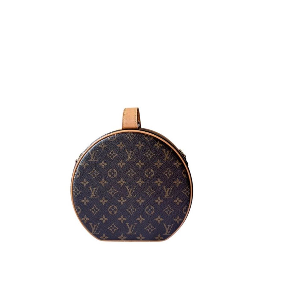 【LOUIS VUITTON】Monogram Petite Boite Chapeau 啡色老花 金扣 硬餅包 M43514 附晶片(二手)K3024-4
