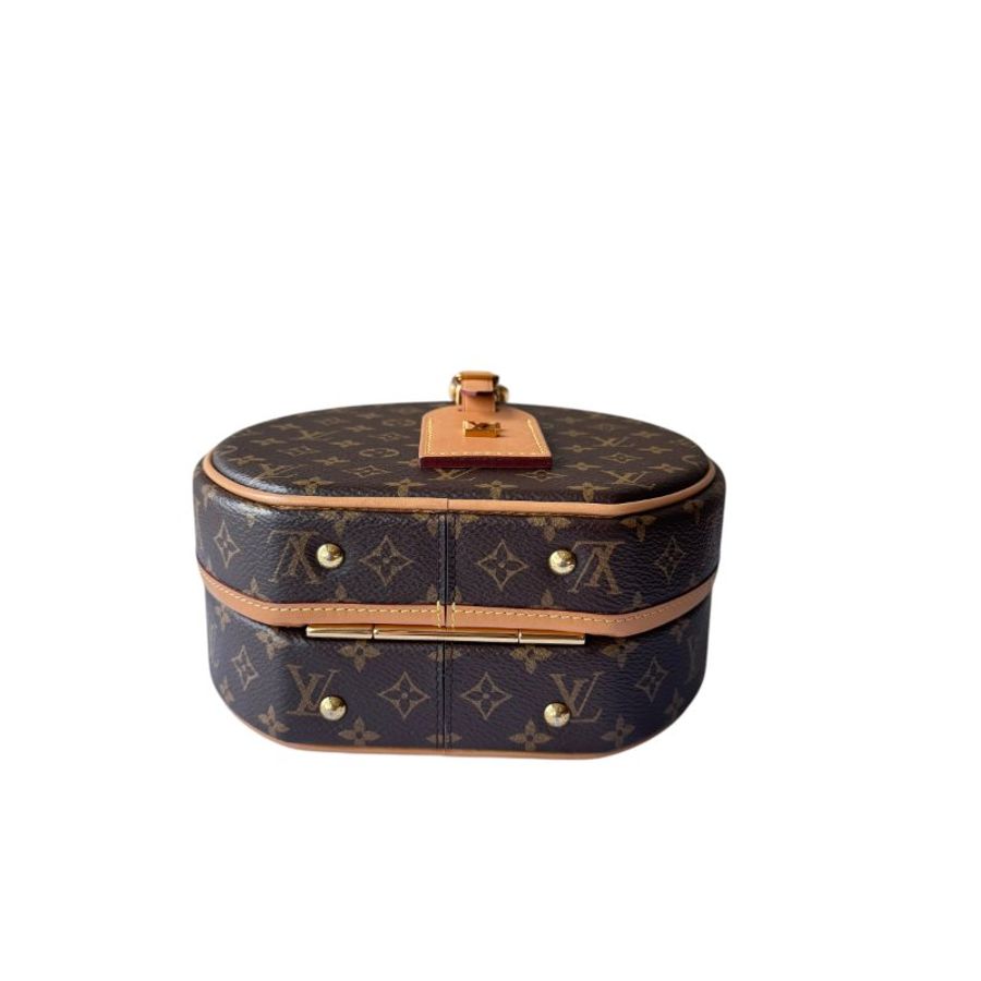 【LOUIS VUITTON】Monogram Petite Boite Chapeau 啡色老花 金扣 硬餅包 M43514 附晶片(二手)K3024-8
