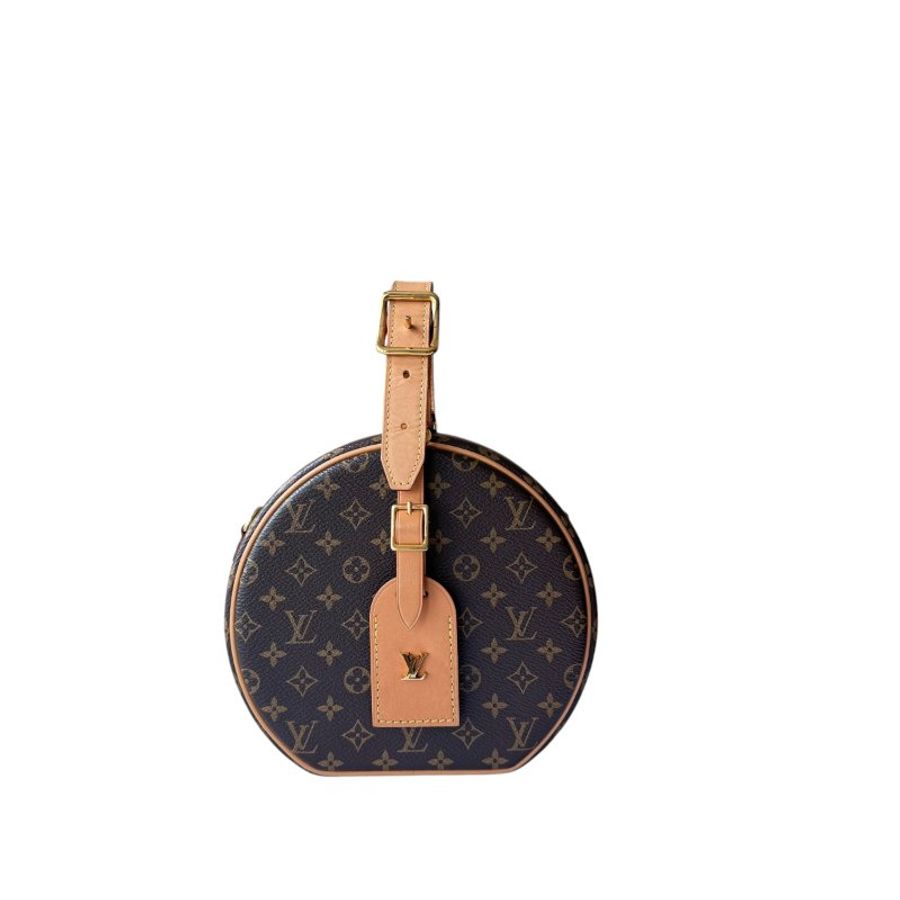 【LOUIS VUITTON】Monogram Petite Boite Chapeau 啡色老花 金扣 硬餅包 M43514 附晶片(二手)K3024-10