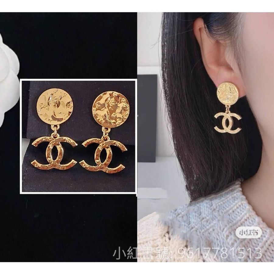Chanel 24c🌈現品實拍 🌈金色熔岩圓雙C耳環👏9.8成新 未使用閒置品-4