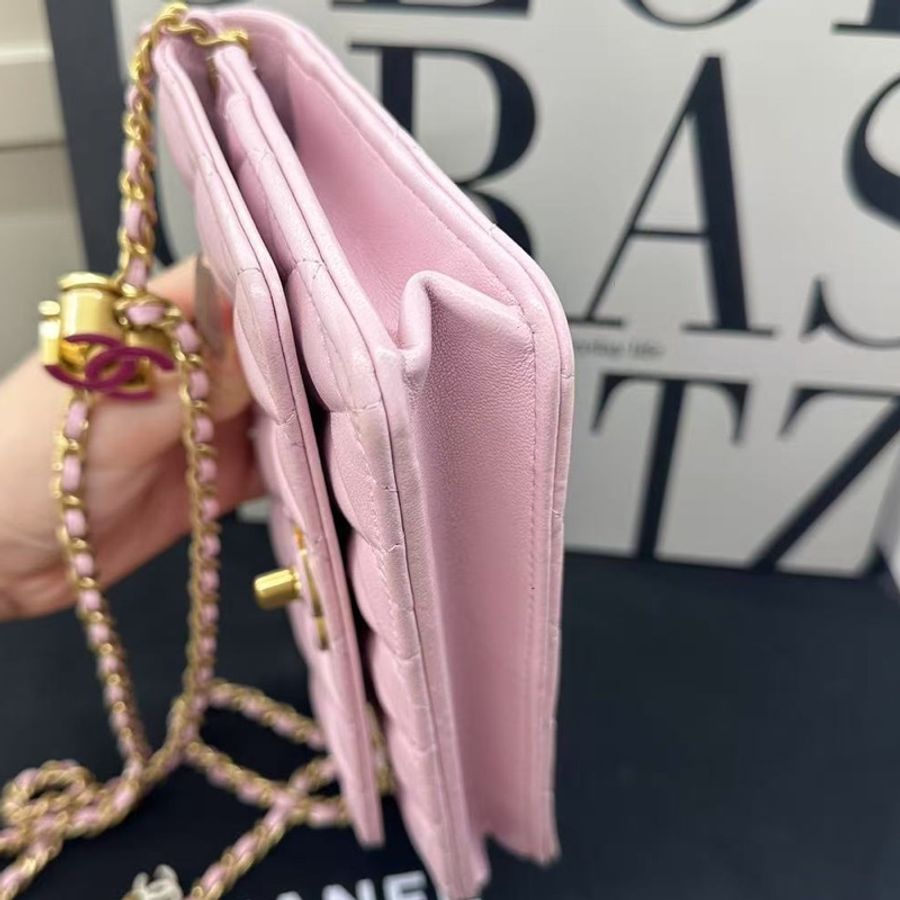 香奈兒Chanel 24a 發財woc雙c琺琅扣櫻花 芯片款-6