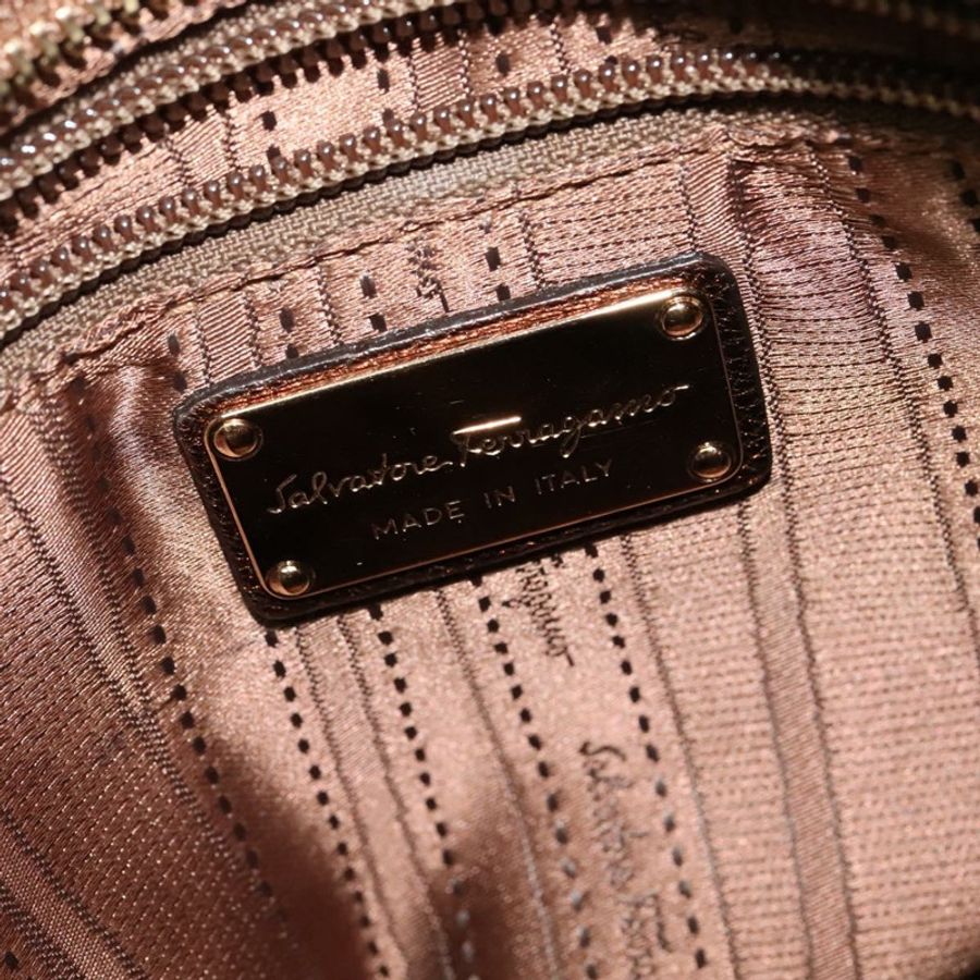 【日本直送】Salvatore Ferragamo Gancini Sofia 手提包 皮革 兩用 棕色 金色 正品 118607-17