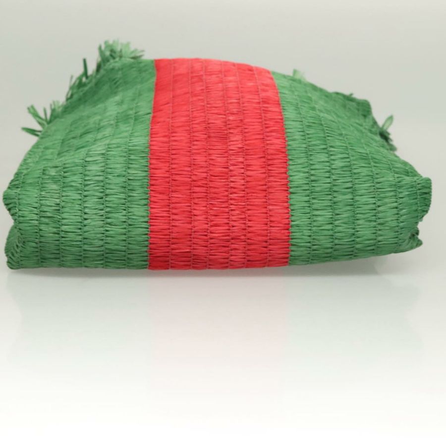 【日本直送】GUCCI 草編手提包 綠色 紅色 524810 Auth bs26626-4