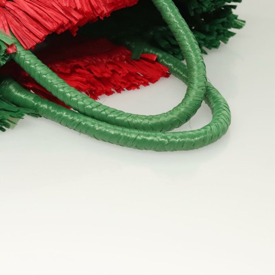 【日本直送】GUCCI 草編手提包 綠色 紅色 524810 Auth bs26626-6