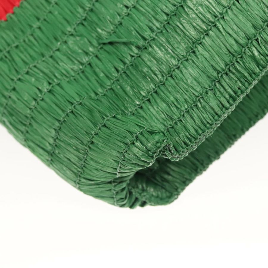 【日本直送】GUCCI 草編手提包 綠色 紅色 524810 Auth bs26626-15