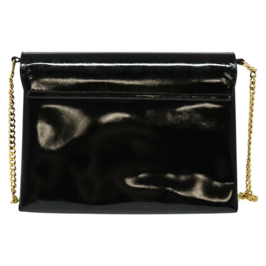 【日本直送】GUCCI 鏈條單肩包 漆皮 黑色 金色 正品 BA2705-1