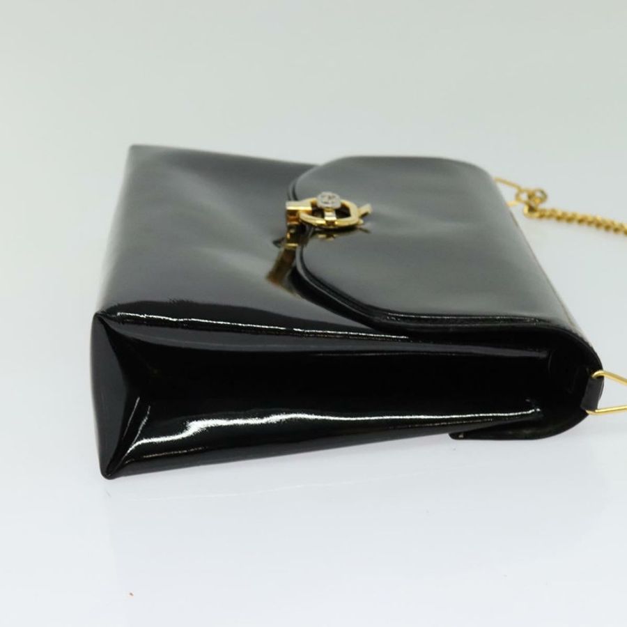 【日本直送】GUCCI 鏈條單肩包 漆皮 黑色 金色 正品 BA2705-3