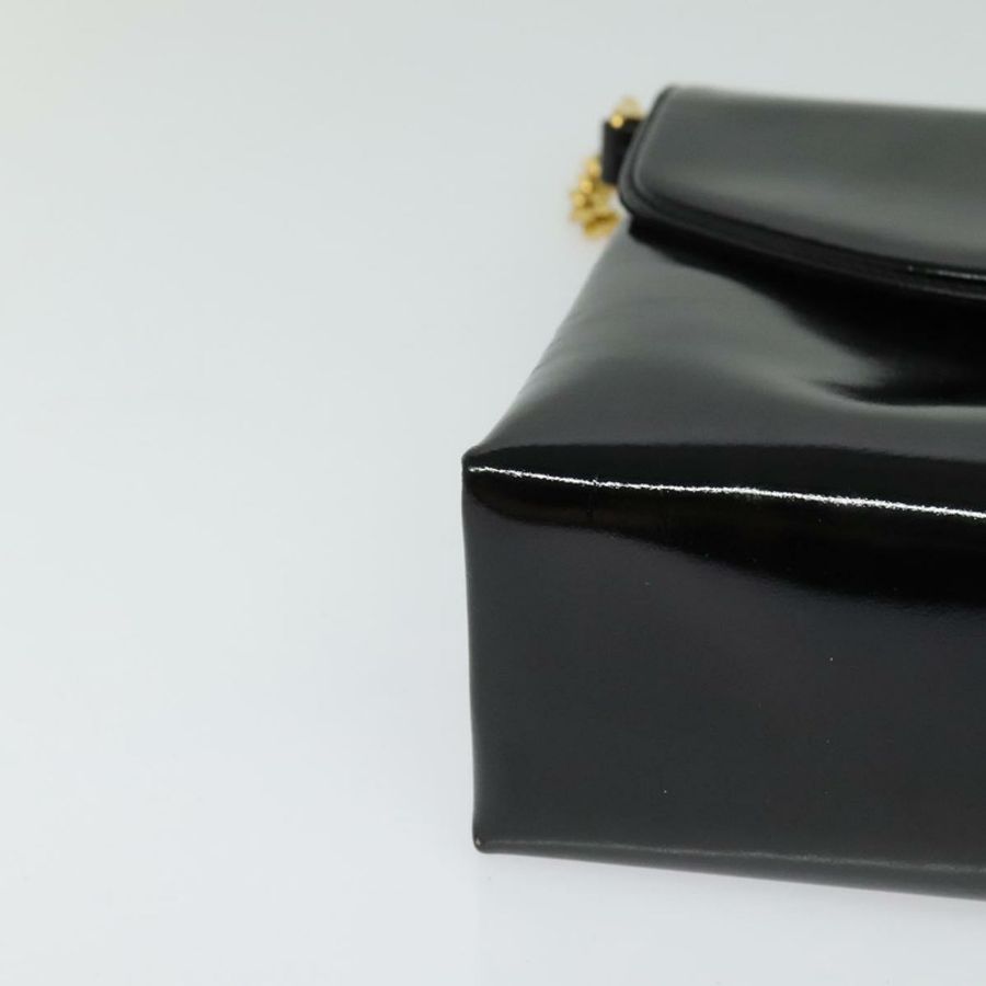 【日本直送】GUCCI 鏈條單肩包 漆皮 黑色 金色 正品 BA2705-7