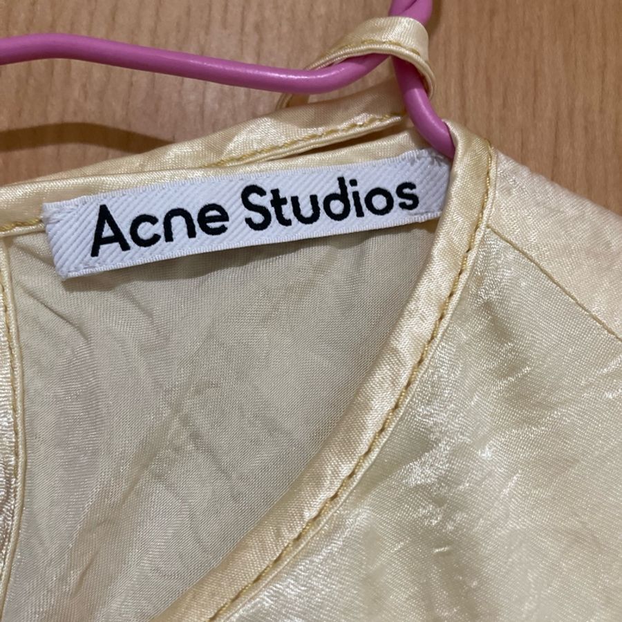 Acne studios satin wrap dress baby yellow-7