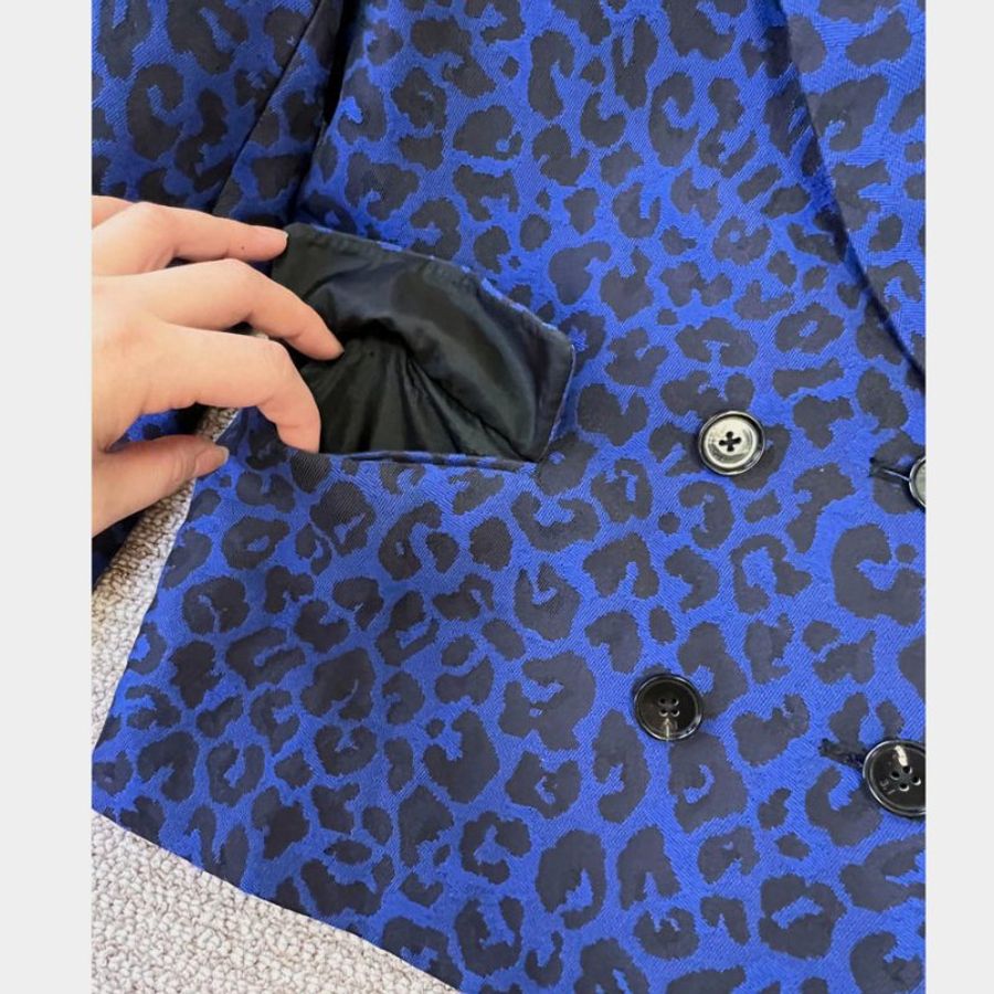 3.1 PHILLIP LIM 深藍豹紋緹花西裝外套 4/36/S/M-11