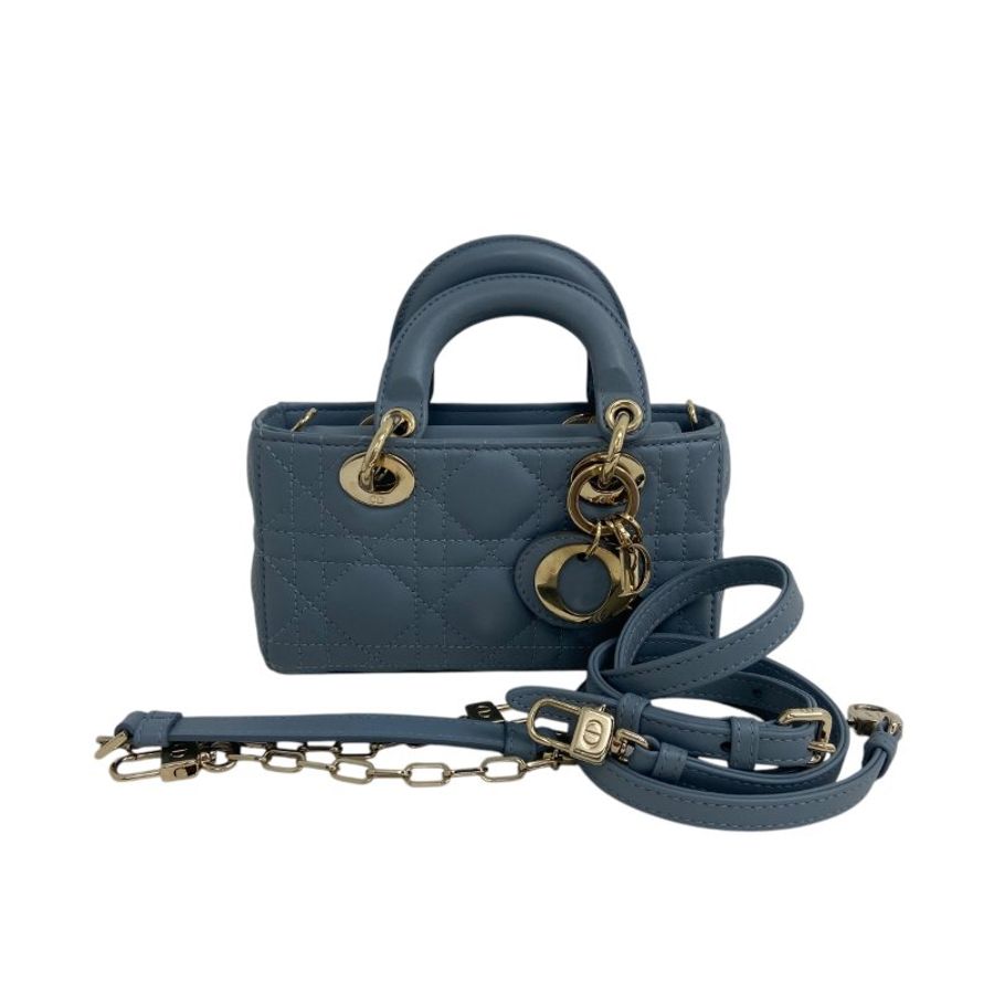 【DIOR】Lady Dior 戴妃包 藍色小牛皮 金扣款(二手)K2819-14