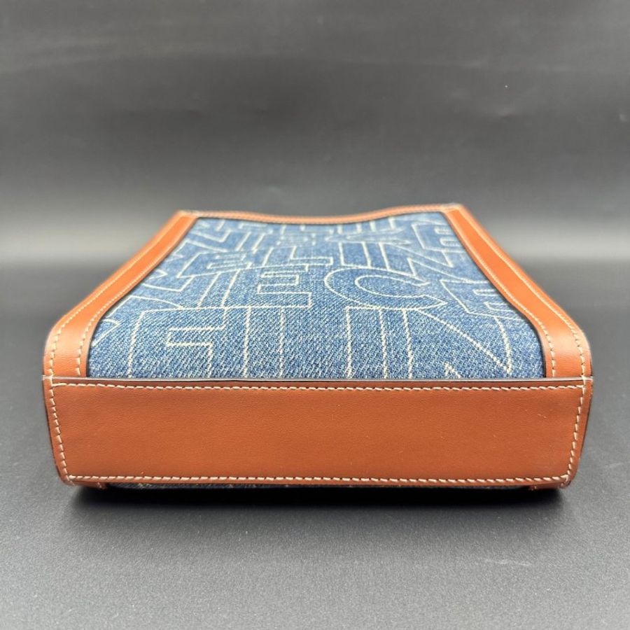 Celine Vertical Cabas Tote Printed Denim with Leather Mini 牛仔布printing 拼皮-1