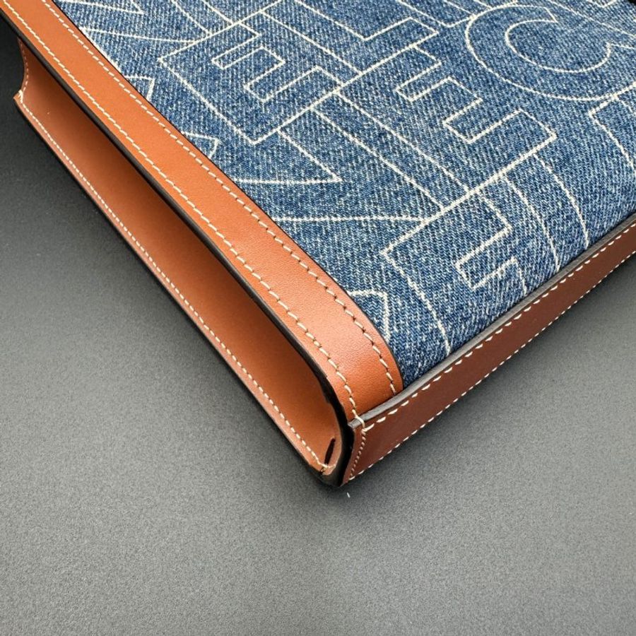 Celine Vertical Cabas Tote Printed Denim with Leather Mini 牛仔布printing 拼皮-5