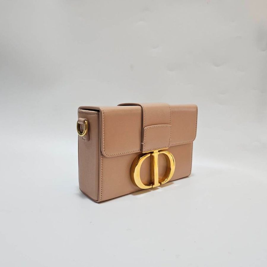 Dior 藕粉拋光小牛皮30MontaigneMini金釦下蓋肩斜背包-2