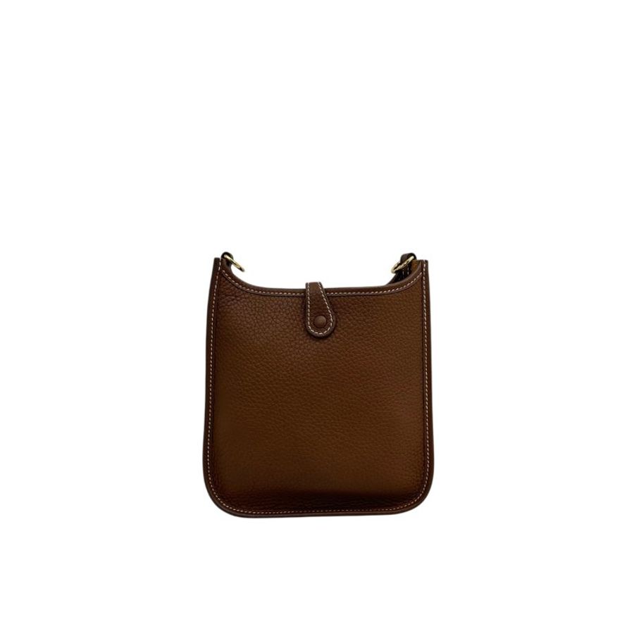 【HERMÈS】Evelyn Mini 金棕色 Clemence 伊芙琳迷你包（二手）E1669-1