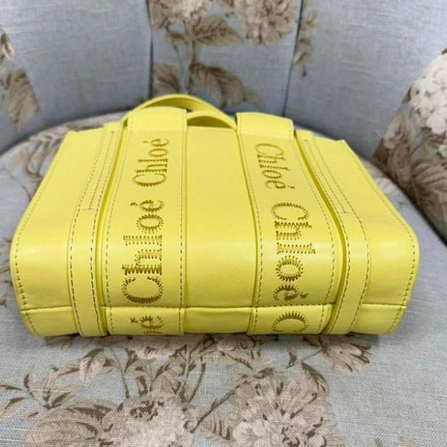 Chloe又新又美的檸檬黃皮質woody bag-5