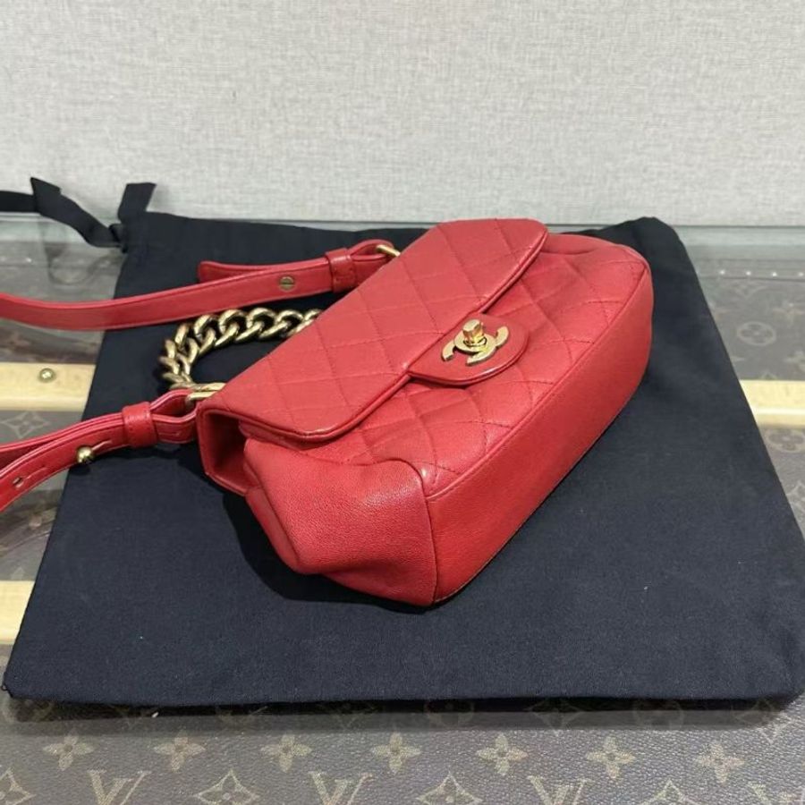 ✨CHANEL 紅金手提肩背斜背包 20*13*5 98新配件塵袋-3