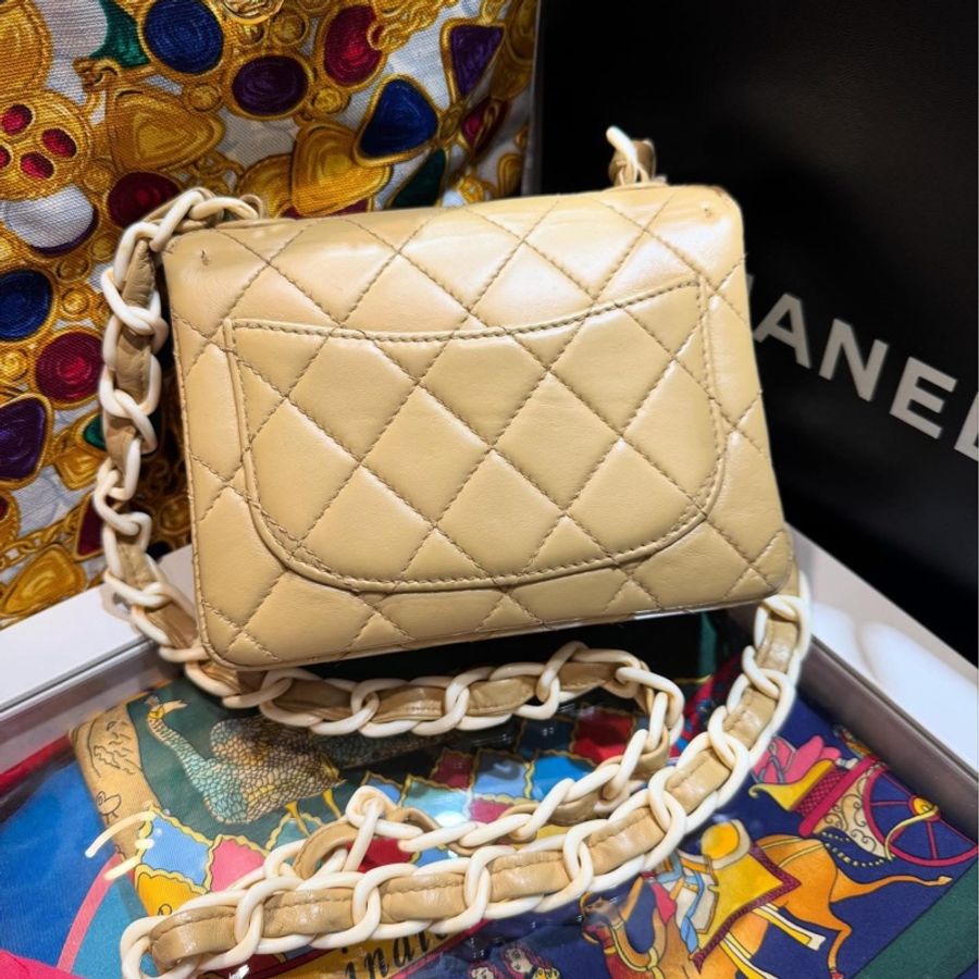 Chanel Vintage Beige Mini Square Bag-1