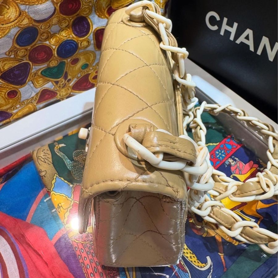 Chanel Vintage Beige Mini Square Bag-3