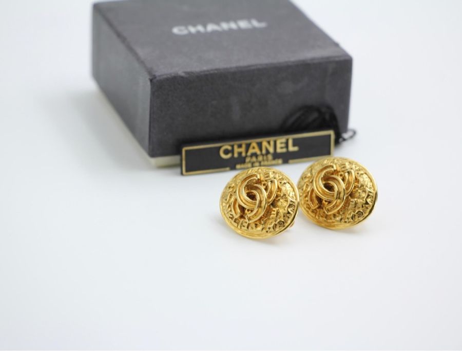 Chanel Vintage 95A鍍金蛋形耳環-3