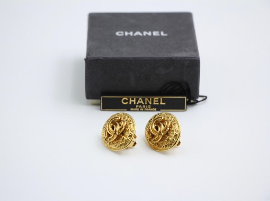 Chanel Vintage 95A鍍金蛋形耳環-6