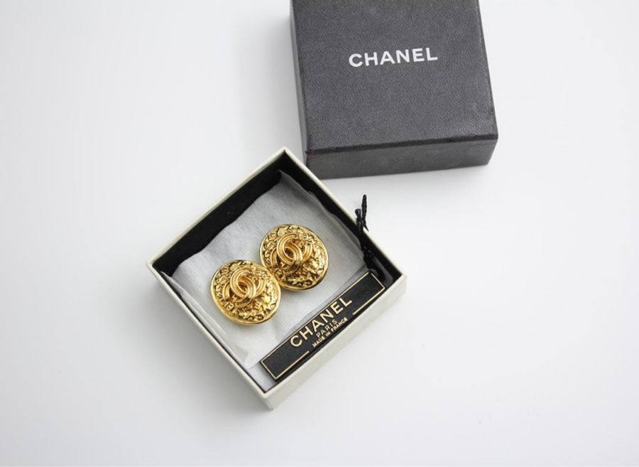 Chanel Vintage 95A鍍金蛋形耳環-8