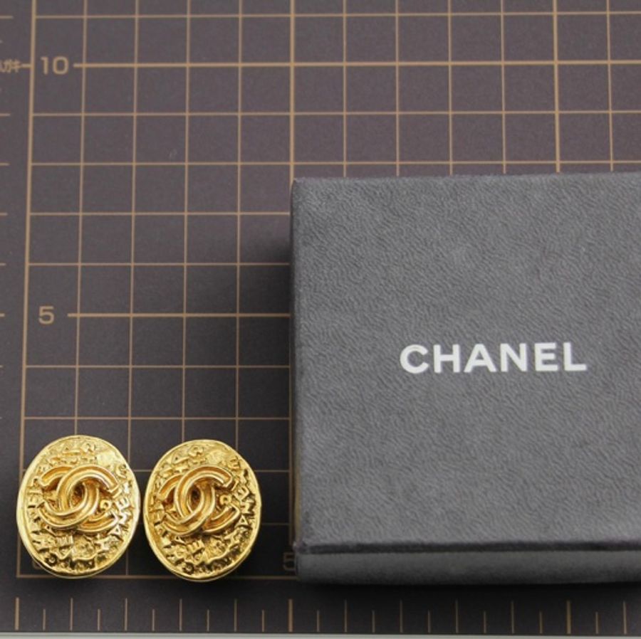 Chanel Vintage 95A鍍金蛋形耳環-10