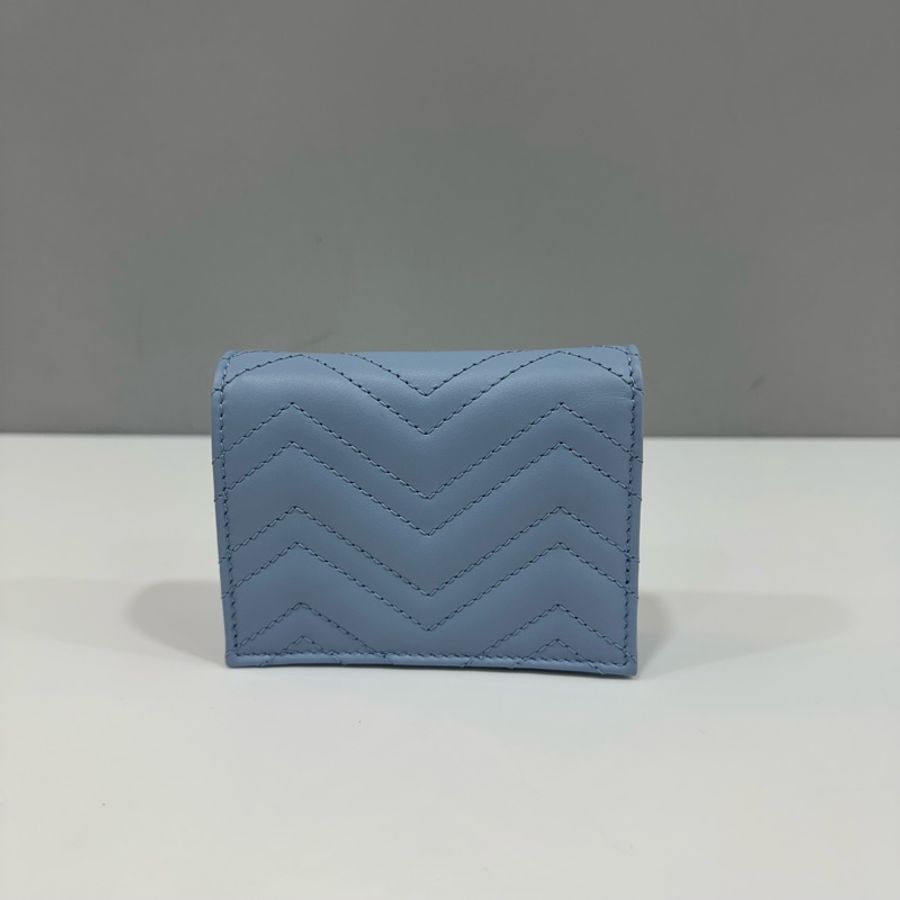 gucci 466492 藍皮銀釦短夾 marmont-2