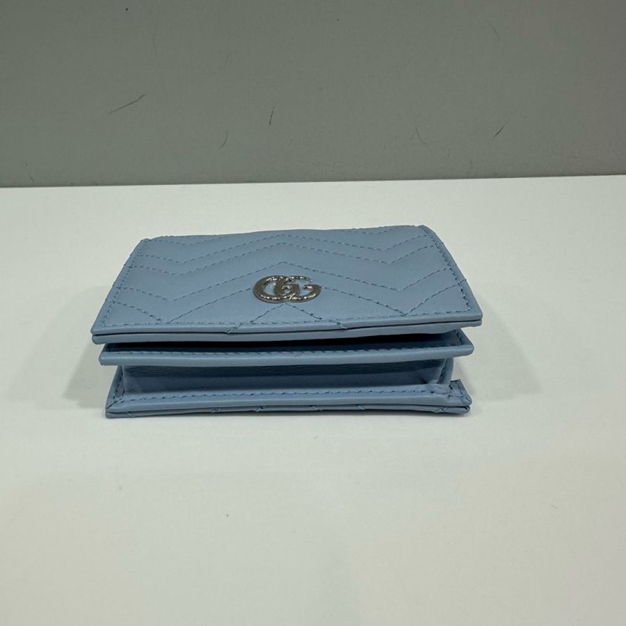 gucci 466492 藍皮銀釦短夾 marmont-4