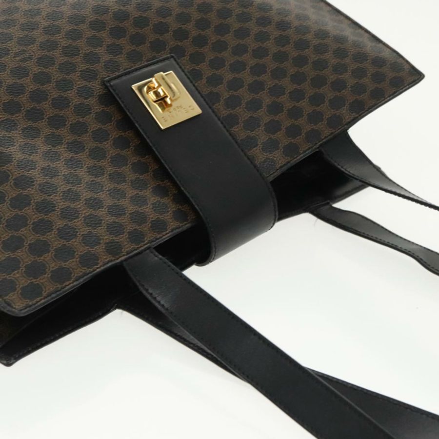 【日本直送】CELINE Macadam帆布肩背包 PVC皮革 黑色 金色 正品 99656-5