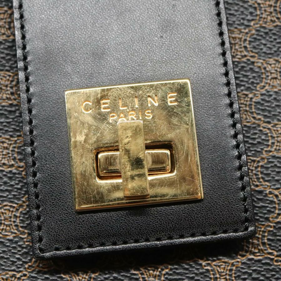 【日本直送】CELINE Macadam帆布肩背包 PVC皮革 黑色 金色 正品 99656-8