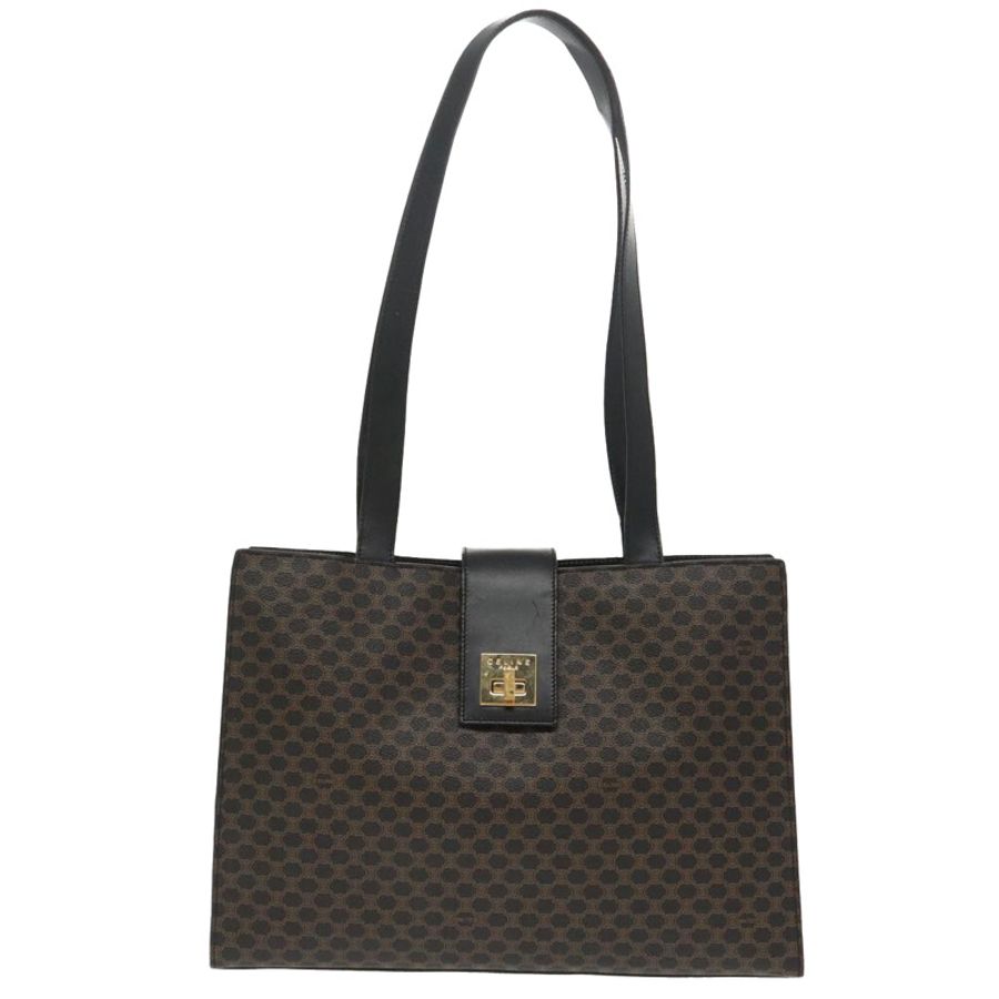 【日本直送】CELINE Macadam帆布肩背包 PVC皮革 黑色 金色 正品 99656-12