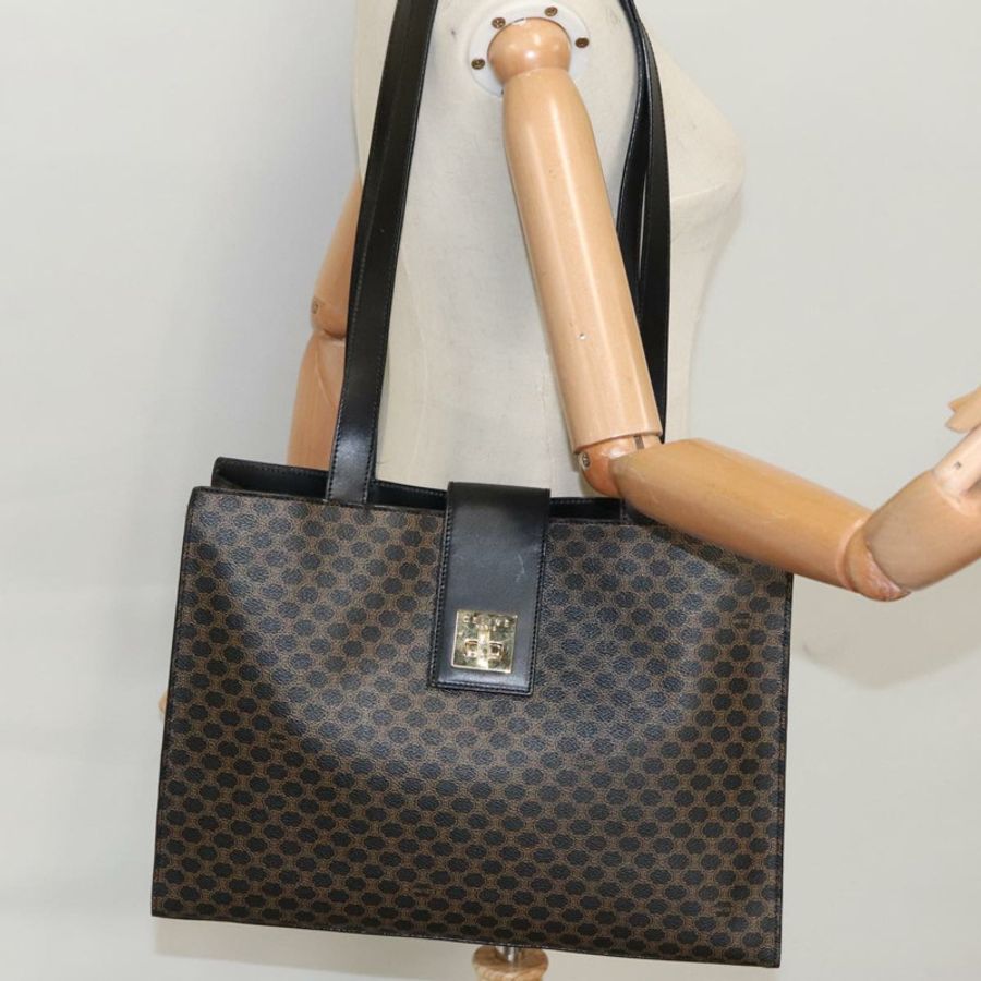 【日本直送】CELINE Macadam帆布肩背包 PVC皮革 黑色 金色 正品 99656-21