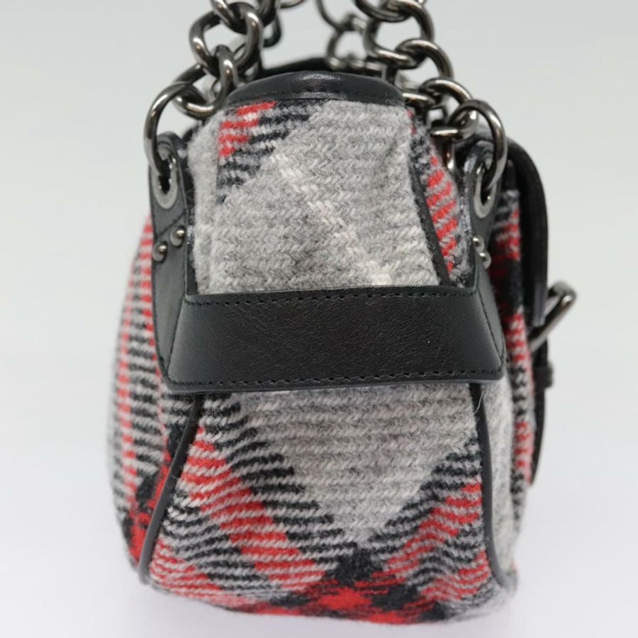 【日本直送】BURBERRY Nova Check Blue Label 鏈條手提包 羊毛 灰色 正品 92080-3