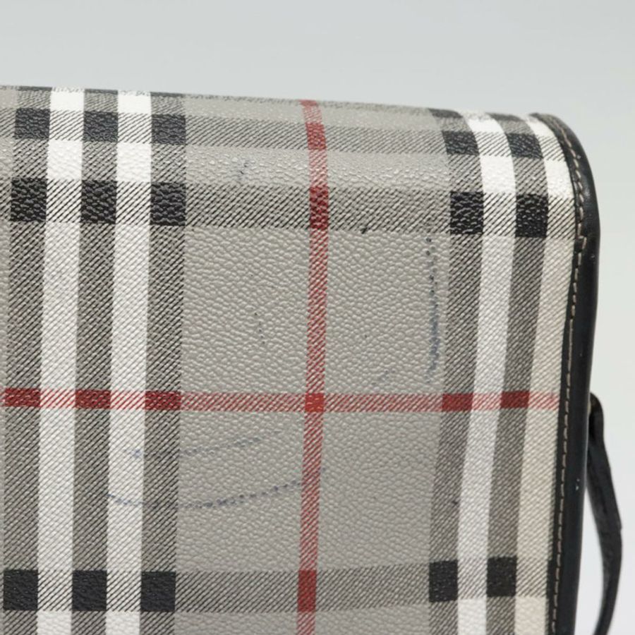 【日本直送】Burberrys Nova 格紋肩背包 PVC 皮革 灰色 金色 正品 92087-3