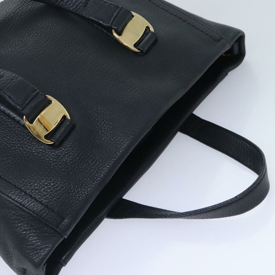【日本直送】Salvatore Ferragamo Vala 手提包 皮革 黑色 金色 正品 bs18289-5
