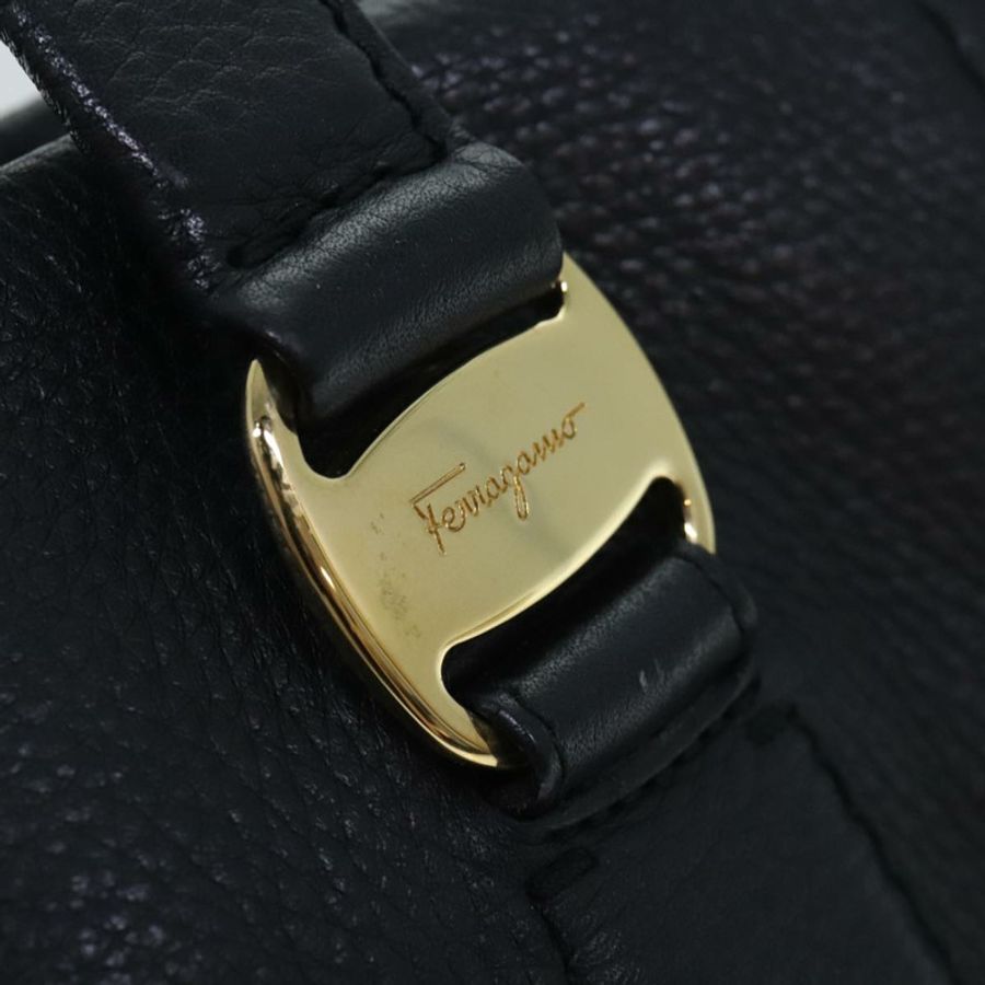 【日本直送】Salvatore Ferragamo Vala 手提包 皮革 黑色 金色 正品 bs18289-8