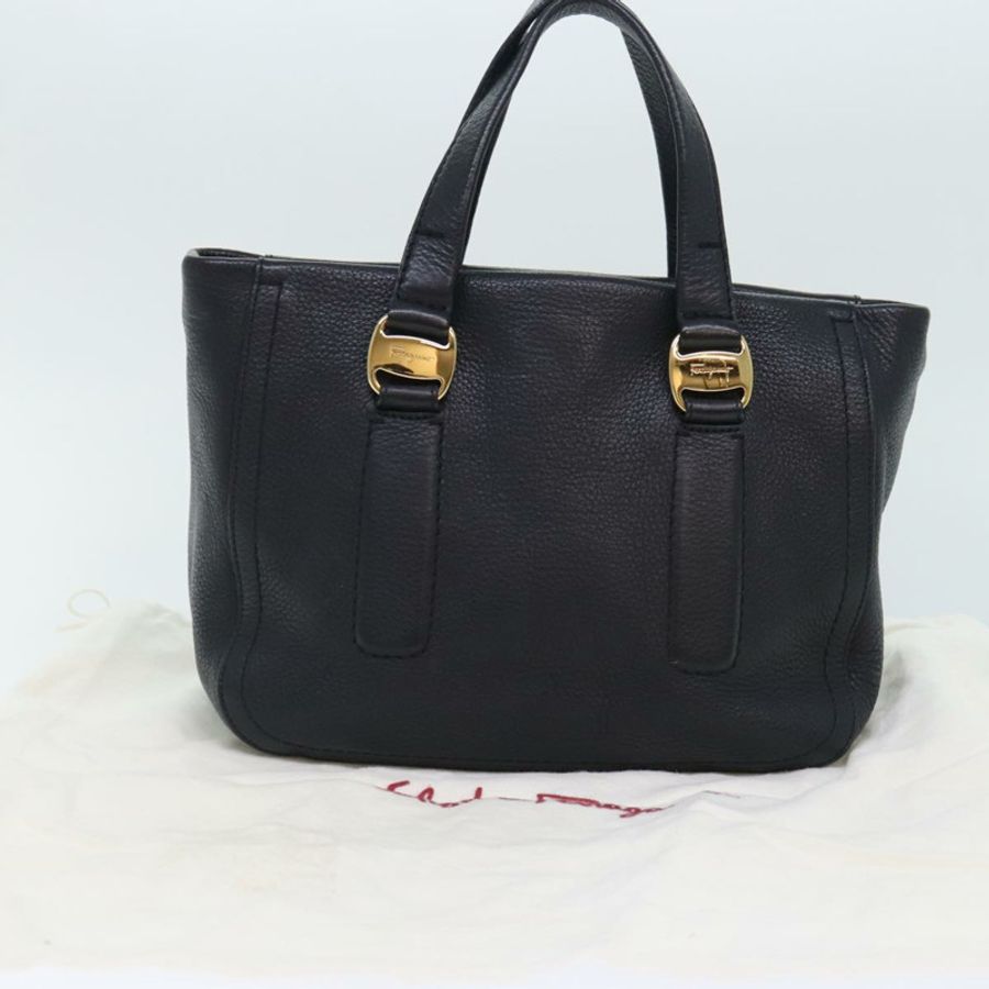 【日本直送】Salvatore Ferragamo Vala 手提包 皮革 黑色 金色 正品 bs18289-11