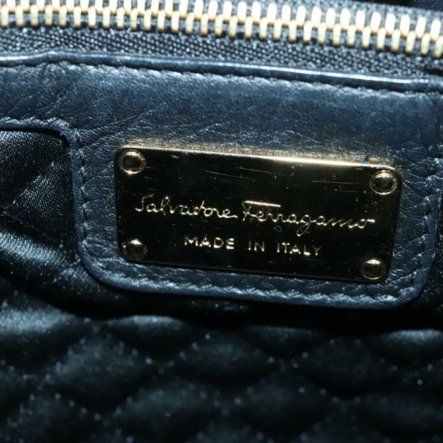 【日本直送】Salvatore Ferragamo Vala 手提包 皮革 黑色 金色 正品 bs18289-17