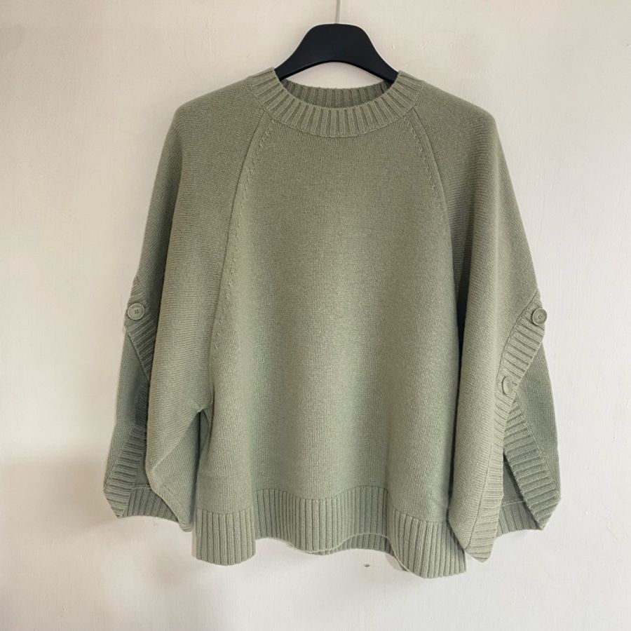 MaxMara -Ampex 蝙蝠袖毛衣 OS 版 灰綠色 #S M-0
