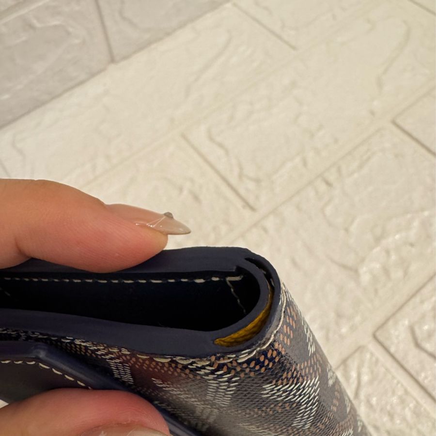 Goyard藍色滿版信封釦式三折短夾-10