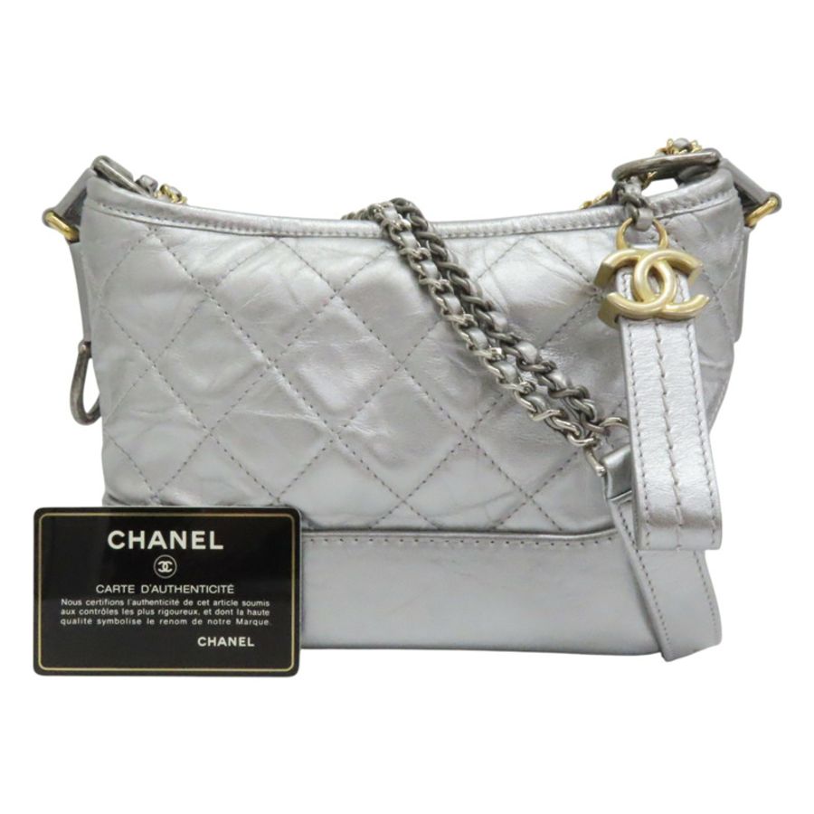 銀色 菱格紋 牛皮 Small Gabrielle Hobo 流浪包 肩背包【CHANEL 香奈兒】-11