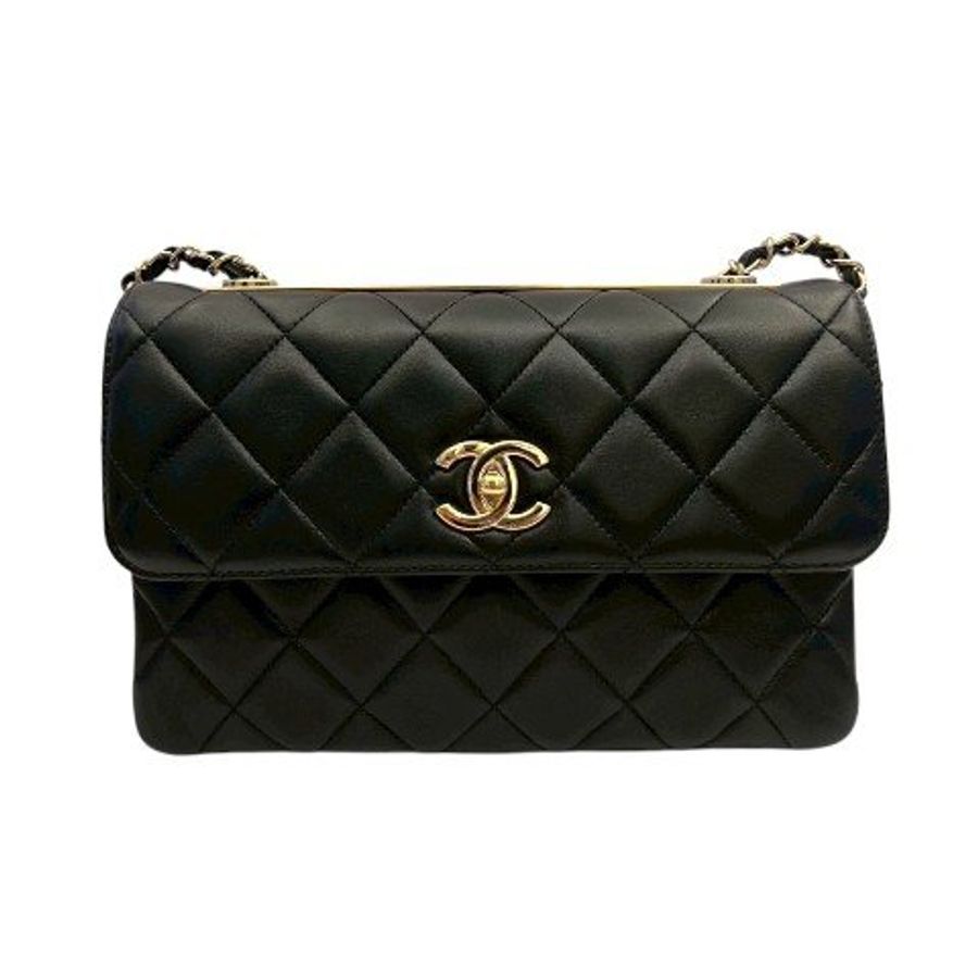 CHANEL 黑羊皮金釦Trendy CC肩背包-1