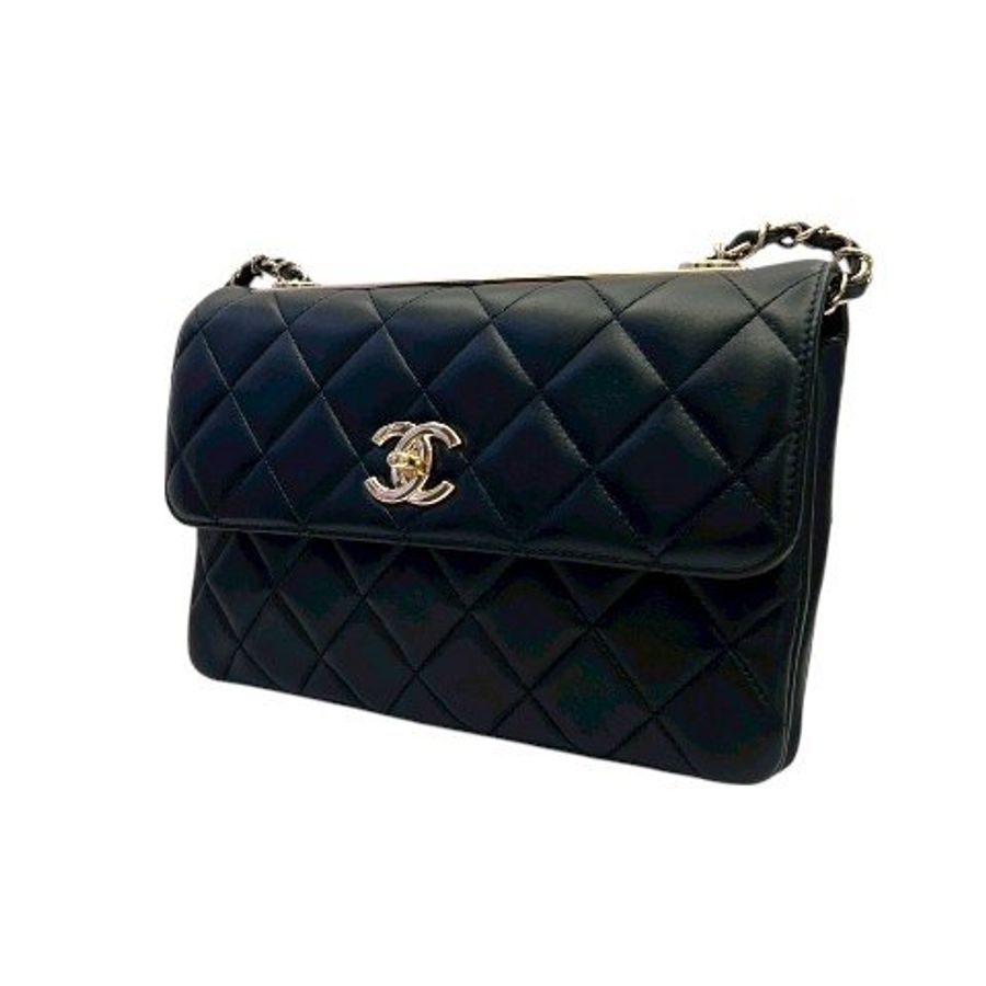 CHANEL 黑羊皮金釦Trendy CC肩背包-3