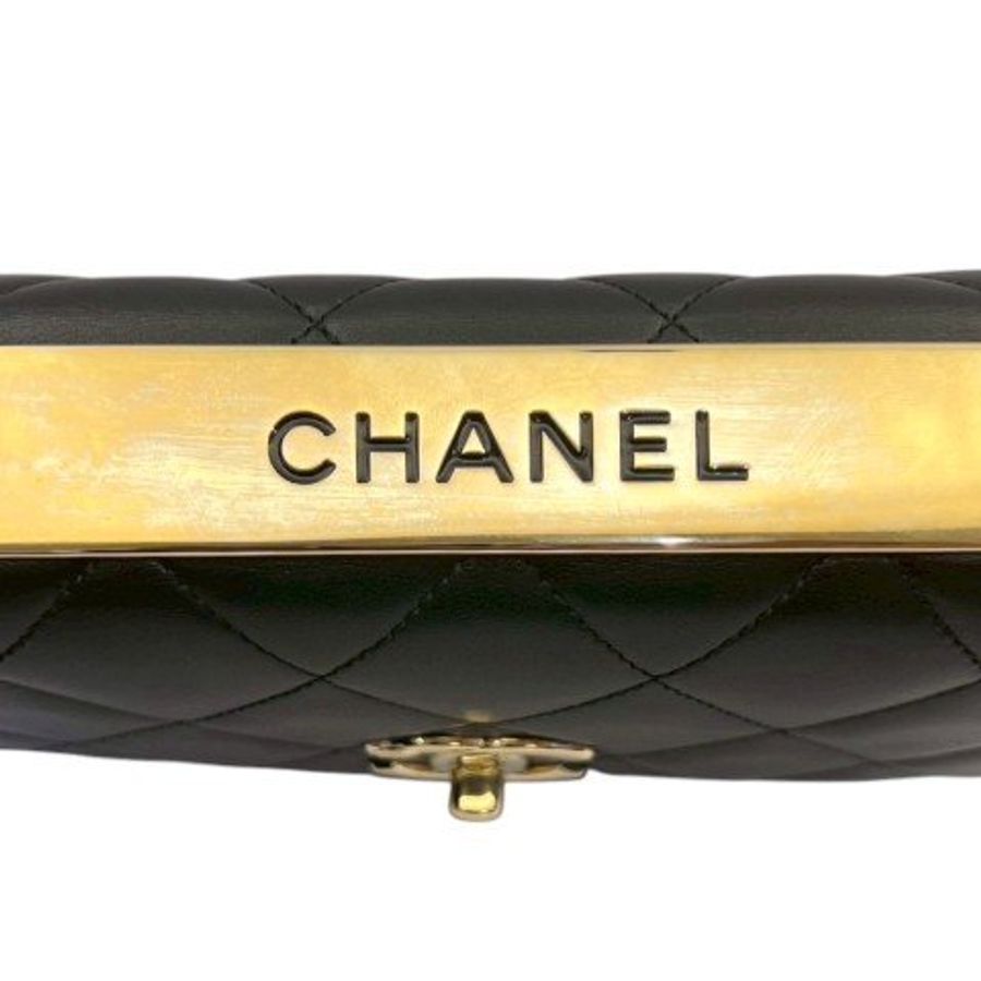 CHANEL 黑羊皮金釦Trendy CC肩背包-8