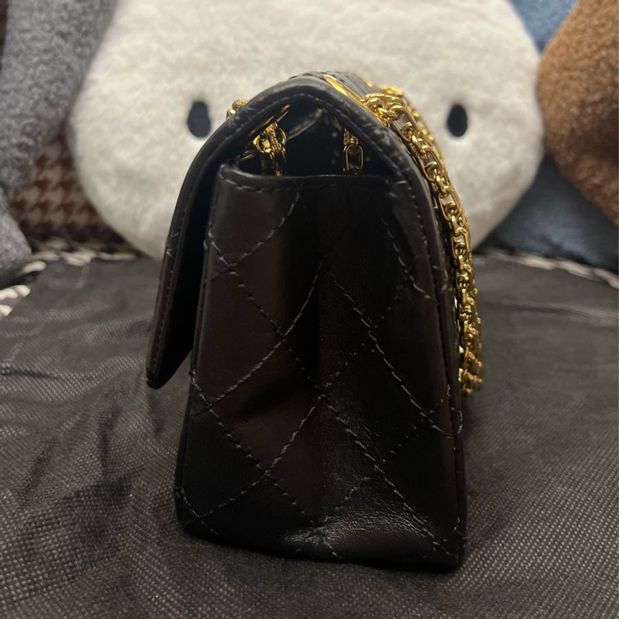 香奈兒 2.55黑金mini油臘牛皮-3