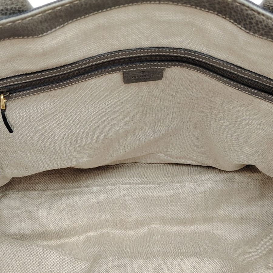 Gucci 古馳 灰色牛皮壓紋老花 中古托特包-4