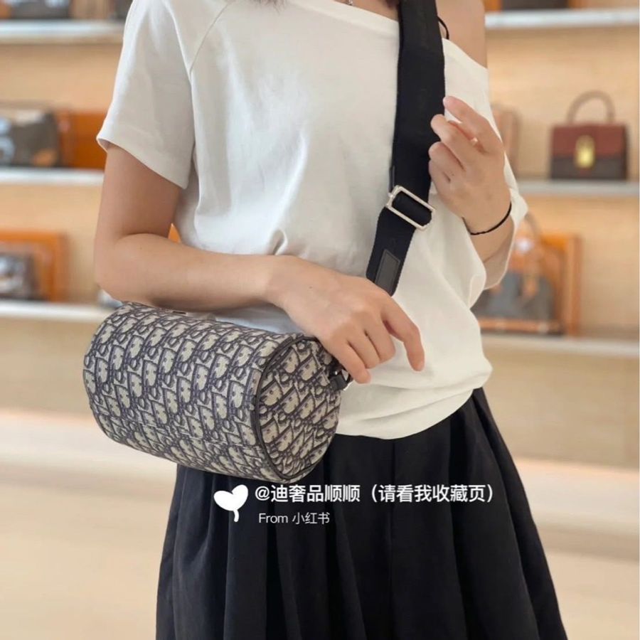 DIOR roller oblique 老花圓筒 斜背包-30